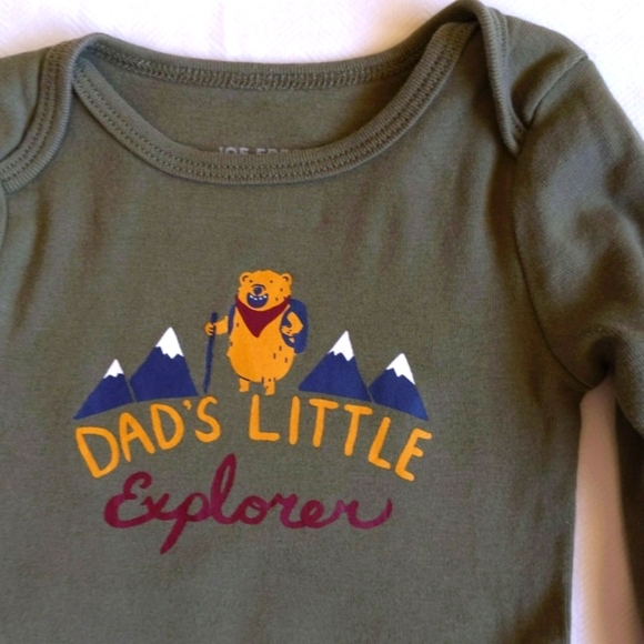 joe fresh green explorer long sleeve bodysuit diaper shirt 6 months baby - Picture 2 of 5